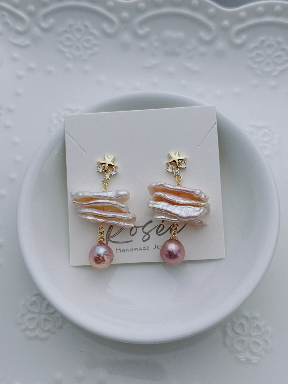26E402 Handmade Freshwater Baroque Dangling Earrings S925 post - Picture 5 of 8